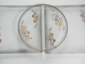 MCM David Heavenridge 3 Flower Pattern Glass Plates     D38