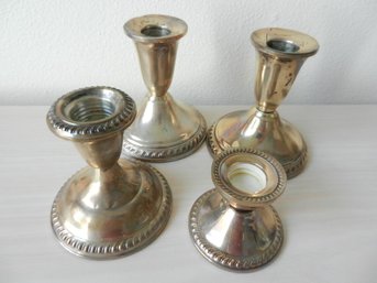 Lot Weighted Sterling Silver Candlesticks  1 Pair 2 Singles  Empire, Duchin   (D9)
