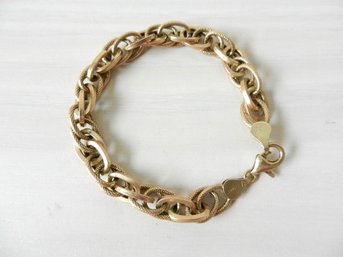 Vintage Italy 14k Yellow Gold Fancy Double Link Chain Bracelet   (D21)