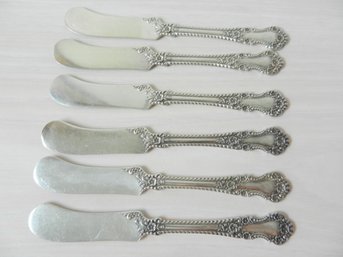 6 X Gorham Sterling Silver Cambridge English Rose Butter Knives   (D27)