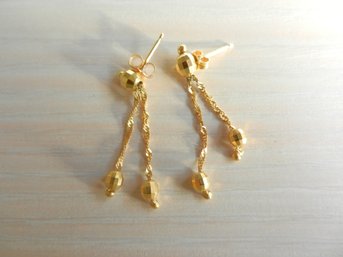 Vintage 14k Gold Bobble Dangle Earrings   (DT74)