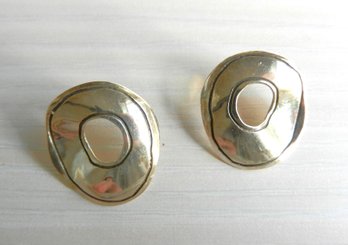 Vintage Sandra Baker SYB Sterling Silver 925 Circle Earrings   (DT75)