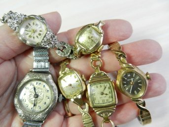 Vintage 6 Womens Cocktail Watches For Parts/repair Bulova Waltham Walton  (DL11)