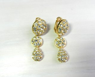 Vintage Christian Dior Pave Clip Dangle Earrings   (DT78)