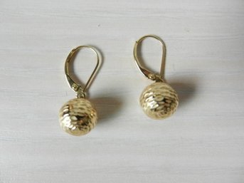 Vintage Jacmel Mauritius JCM 14k Gold Ball Dangle Pierced Earrings  (DT31)