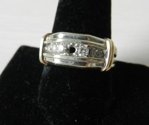 Vintage 10k White Gold Diamond Ring 14k Yellow Gold Shoulders Missing Diamond SHP  (DP7)