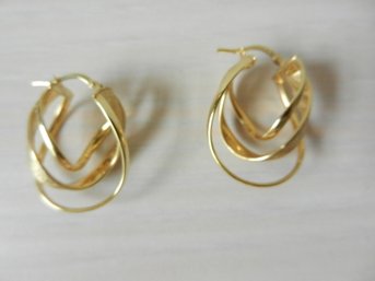 Vintage 14k Gold Muti Hoop Pierced Earrings   (D48)