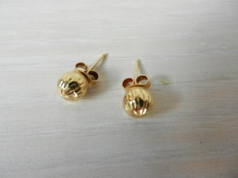 Vintage Faceted 14k Gold Earring Studs Signed CJI   (D61)