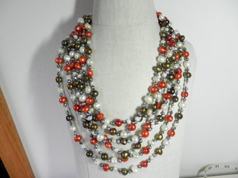 6 Strand Knotted Freshwater Pearl Necklace   (DT3)