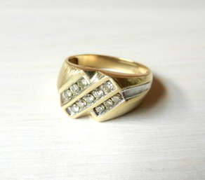 Vintage 10k Gold 11 Diamond Stripe Ring  (DP8)