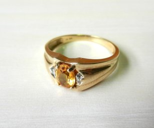 Vintage 10k Gold Ring With Yellow/orange Citrine Stone  (DP9)