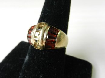 Vintage 8 - 10k Gold Ring With Garnet And Citrine Stones  (DP14)