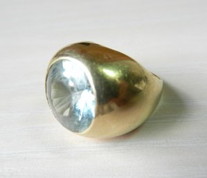 Vintage 14k Thick Gold Ring With Sapphire Stone  (DP22)