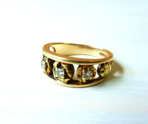Vintage 14k Gold Ring With Flowers And Diamond Stones  (DP20)