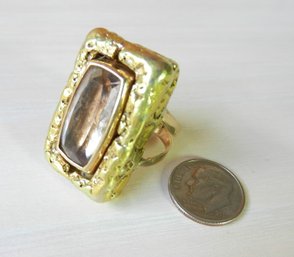 Vintage 14k -18k Gold Nugget Ring 27.90g With Topaz Or Spinel Stone  (DP23)