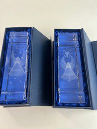 Jb8-3 Pair Of Laser Etched Glass Angel Decorations
