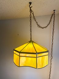 Vintage Stained Glass Chandelier Style Swag Lamp