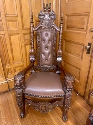 Handcrafted Throne With Lion And Crests Detailing