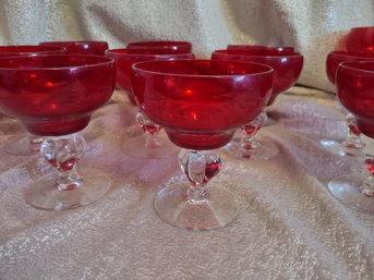 10  Red Coupe Style Glasses With Clear Stem