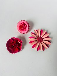 Pink Flower Brooches