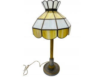 Antique Lamp With Stained Glass Shade
