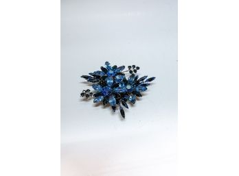 Blue Floral Brooch