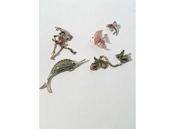 Pirate And Fish Brooches