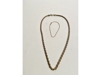 14k Gold Chain Necklace And Bracelet