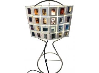 Chrome Lamp With Vintage Slides Lampshade
