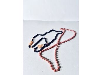 Coral And Onyx 14k Beaded Necklaces