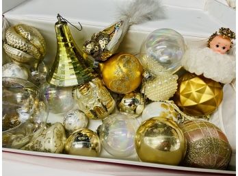 Vintage Gold And Ivory Christmas Ornaments
