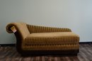 Striped Chartreuse Velvet Chaise With Sloped Back