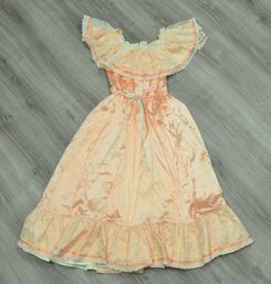 Prairie-Style Gunne Sax STYLE Vintage Tea Length Silky Dress