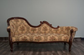 Victorian-Style Settee Baroque Style Fainting Couch Sofa With Floral Tapestry Upholstery