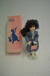 1987 Marian Yu Designs 16 Inch Doll Blue Prarie Dress With Stand No Certificate