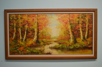 Fall Forest Framed Canvas Painting