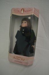 Collectible Memories Porcelain Doll In Velvet Coat With Muff 16 Inch Doll