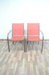 Pair Of Walmart Stackable Red Lawn Chairs NWT