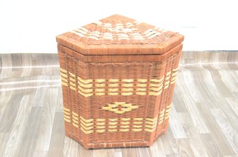 Woven Wicker Lined Laundry Basket