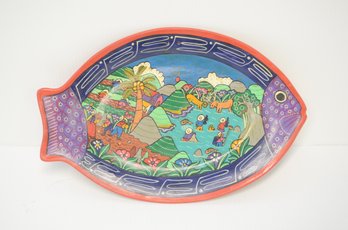 Terracotta Fish Hand-painted Decorative Plate