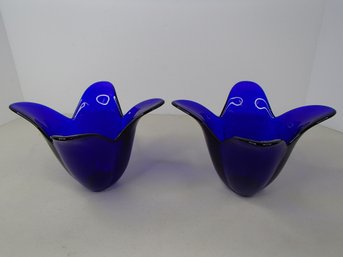 Cobalt / Indigo Blue Art Glass Tulip Vase