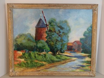 Dutch Windmill Scene An Acrylic By Simone
