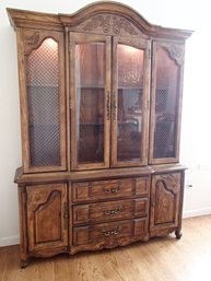Solid Wood China Cabinet With Lighted Display By Bernhardt