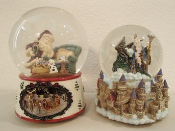 Santa / Dragon And Wizard Musical Snow Globes