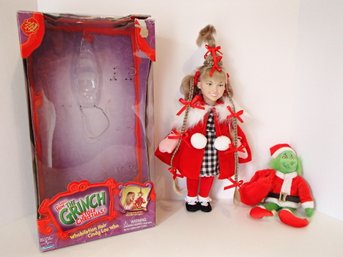 Playmates 2000 Dr. Seuss How The Grinch Stole Christmas Cindy Lou Doll With Stuffed Grinch