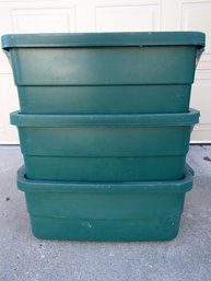 Three Roughneck 10 Gallon Totes By Rubbermaid