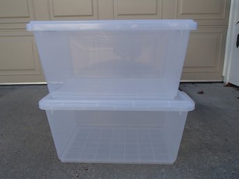 Two Plastic Totes With Lids