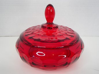 Stunning Vintage Ruby Red Candy Dish With Lid