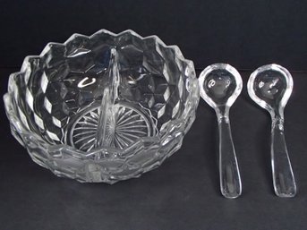 Fostoria Divided Dish With Two Glass Spoons