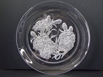 Mikasa Carnation Crystal Plate Signed By T Yamamoto
